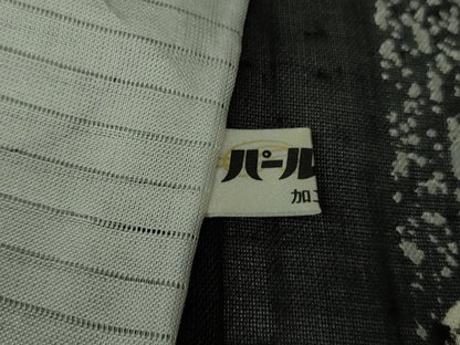 平和屋着物＊極上　夏物　絹芭蕉　小紋　紗　吉祥間道　黒地　逸品　DZAB9702kh6