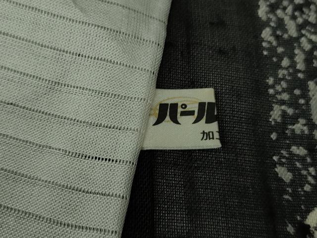 平和屋着物＊極上　夏物　絹芭蕉　小紋　紗　吉祥間道　黒地　逸品　DZAB9702kh6
