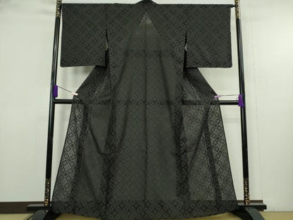 平和屋本店＊極上　夏物　お召　夏お召　紋紗　捩り織　龍郷柄　工房・中賀和謹製　黒地　反端付き　逸品　未使用　DZAB9703kh6