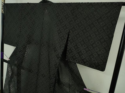 平和屋本店＊極上　夏物　お召　夏お召　紋紗　捩り織　龍郷柄　工房・中賀和謹製　黒地　反端付き　逸品　未使用　DZAB9703kh6