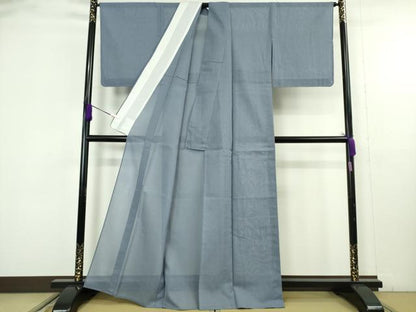 平和屋着物＊極上　夏物　本場結城玉紬　夏結城　結織苑　色無地　藍鼠色　証紙付き　逸品　DZAB9705kh6