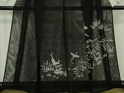 平和屋着物▽極上　訪問着　無双　紗袷　紗×紗　白鷺　黒地　金彩　逸品　DZAB9706kh6