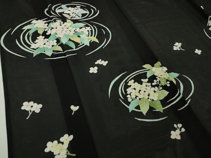平和屋本店＊極上　夏物　訪問着　絽　草花文　黒地　銀彩　逸品　DZAB9709kh6