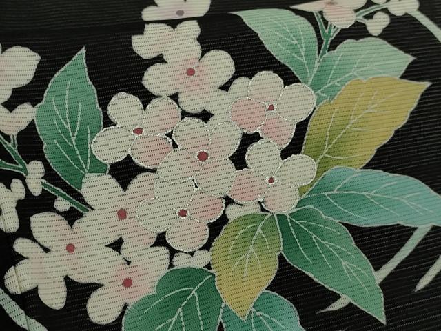 平和屋本店＊極上　夏物　訪問着　絽　草花文　黒地　銀彩　逸品　DZAB9709kh6