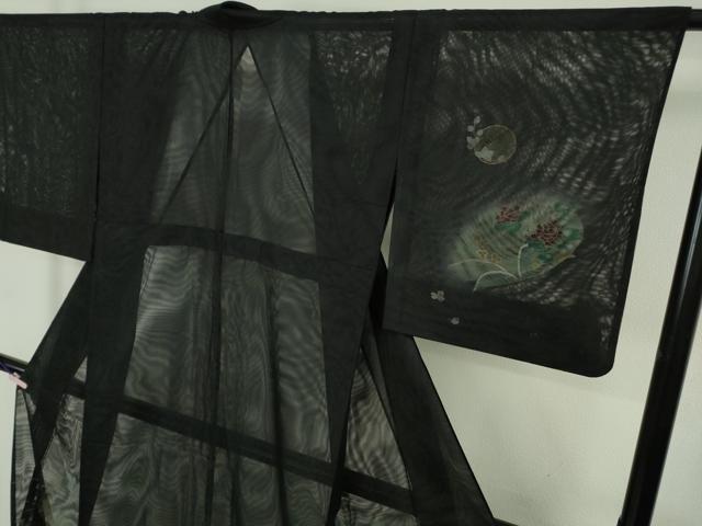 平和屋本店▽極上　訪問着　無双　紗袷　紗×紗　草花文　暈し染め　黒地　金彩　逸品　DZAB9711kh6