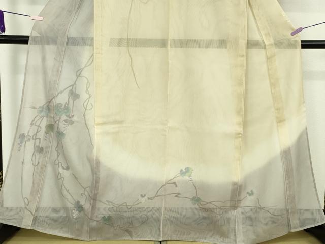 平和屋本店▽極上　訪問着　無双　紗袷　紗×紗　葡萄蔦の葉文　暈し染め　金彩　逸品　DZAB9713kh6