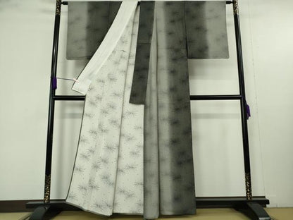 平和屋着物▽極上　小紋　無双　紗袷　紗×絽　松葉　暈し染め　逸品　未使用　DZAB9714kh6