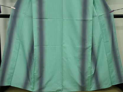 平和屋着物▽極上　お召　単衣　間道　暈し染め　青竹色地　逸品　未使用　DZAB9718kh6