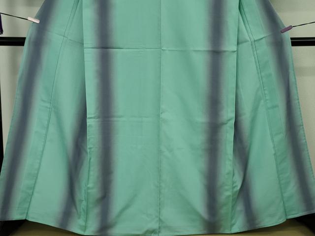 平和屋着物▽極上　お召　単衣　間道　暈し染め　青竹色地　逸品　未使用　DZAB9718kh6