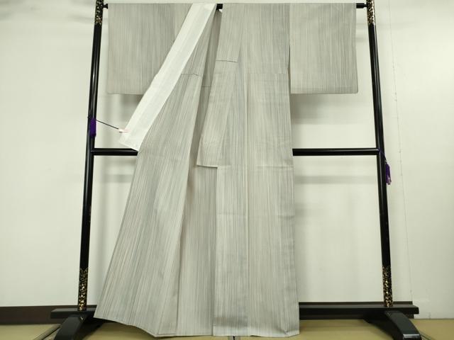 平和屋着物▽極上　日本工芸会正会員　林宗平　本塩沢　単衣　縞　林織物謹製　証紙付き　逸品　DZAB9719kh6