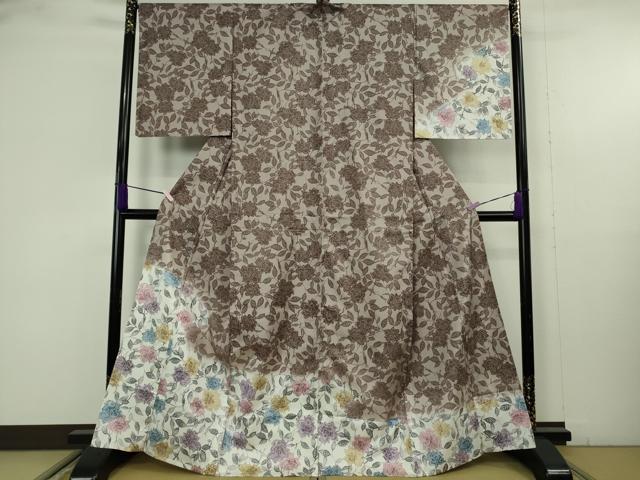 平和屋着物▽極上　本場染大島紬　訪問着　単衣　花唐草文　逸品　未使用　DZAB9720kh6