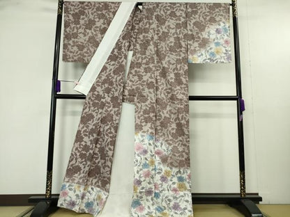 平和屋着物▽極上　本場染大島紬　訪問着　単衣　花唐草文　逸品　未使用　DZAB9720kh6