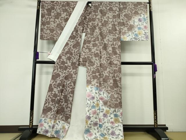 平和屋着物▽極上　本場染大島紬　訪問着　単衣　花唐草文　逸品　未使用　DZAB9720kh6