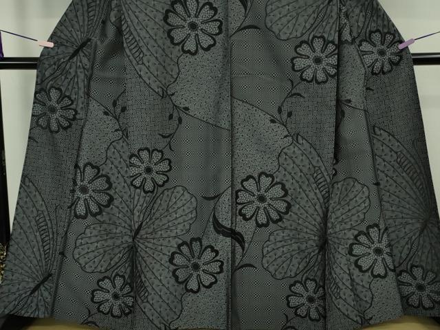 平和屋着物▽極上　お召　単衣　舞花文　逸品　DZAB9722kh6
