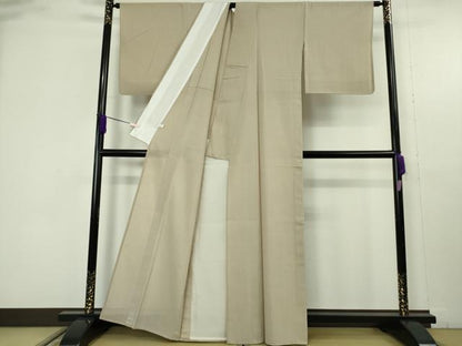 平和屋着物＊極上　夏物　結城紬　夏結城　色無地　練色　逸品　DZAB9730kh6