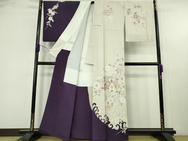 平和屋本店●極上　京友禅作家　光永正美　訪問着　駒刺繍　枝垂れ花　金彩　逸品　DZAB9736kh6