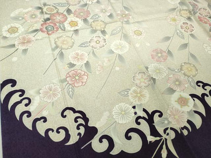 平和屋本店●極上　京友禅作家　光永正美　訪問着　駒刺繍　枝垂れ花　金彩　逸品　DZAB9736kh6