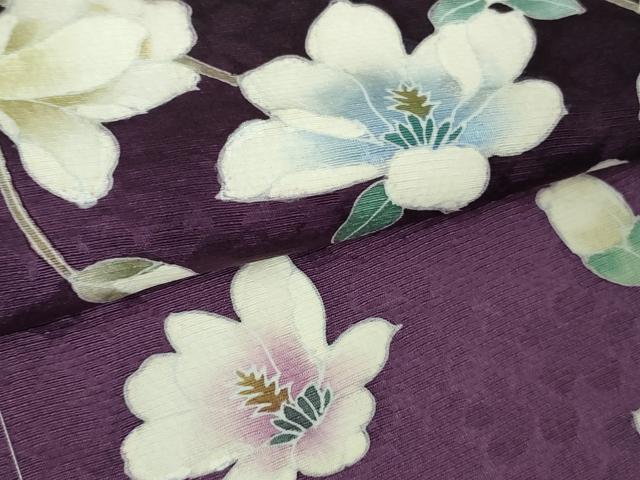 平和屋着物●極上　訪問着　草花文　深紫色地　暈し染め　逸品　未使用　DZAB9737kh6
