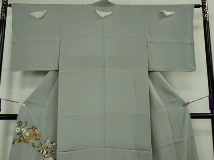 平和屋本店●極上　野口彦太郎　大彦三代目　江戸染繍友禅　色留袖　刺繍　草花文　金糸　高島屋扱い　逸品　未使用　DZAB9742kh6