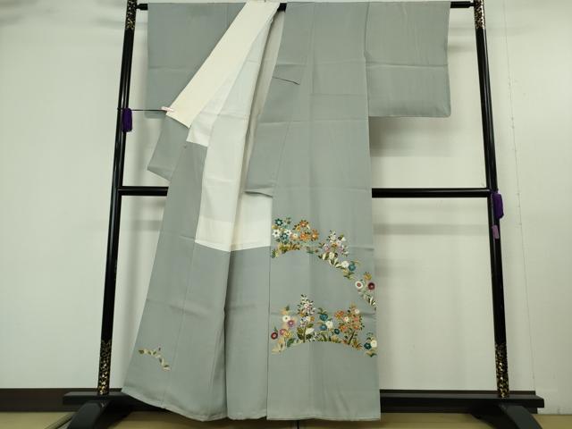 平和屋本店●極上　野口彦太郎　大彦三代目　江戸染繍友禅　色留袖　刺繍　草花文　金糸　高島屋扱い　逸品　未使用　DZAB9742kh6
