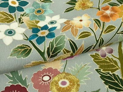 平和屋本店●極上　野口彦太郎　大彦三代目　江戸染繍友禅　色留袖　刺繍　草花文　金糸　高島屋扱い　逸品　未使用　DZAB9742kh6