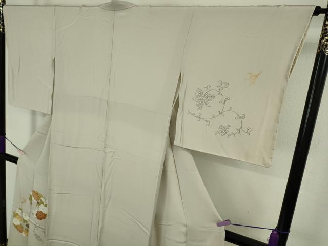 平和屋本店●極上　銀座　志ま亀　訪問着　飛鶴花丸文　砂色地　縮緬　金彩　逸品　未使用　DZAB9743kh6