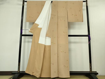 平和屋本店●極上　銀座　志ま亀　小紋　芝文　柴染色　縮緬地　たとう紙付き　逸品　DZAB9745kh6