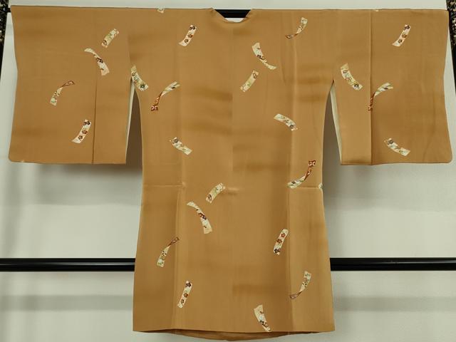 平和屋着物∞極上　銀座　志ま亀　道行コート　ロング丈　短冊花文　縮緬地　暈し染め　たとう紙付き　逸品　DZAB9748kh6