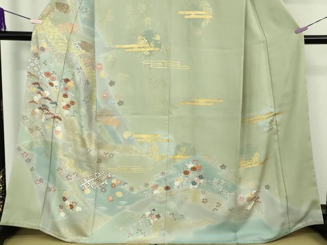 平和屋本店●極上　創業460年・千總　訪問着　駒刺繍　吉祥花文　裏葉柳色地　暈し染め　金彩　大丸扱い　逸品　未使用　DZAB9752kh6