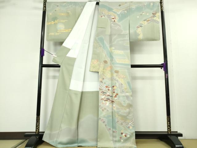 平和屋本店●極上　創業460年・千總　訪問着　駒刺繍　吉祥花文　裏葉柳色地　暈し染め　金彩　大丸扱い　逸品　未使用　DZAB9752kh6