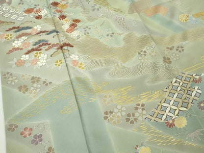 平和屋本店●極上　創業460年・千總　訪問着　駒刺繍　吉祥花文　裏葉柳色地　暈し染め　金彩　大丸扱い　逸品　未使用　DZAB9752kh6