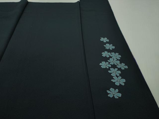 平和屋着物●極上　振袖・長襦袢(袷)セット　舞花文　黒地　暈し染め　金彩　銀通し地　逸品　DZAB9755kh6