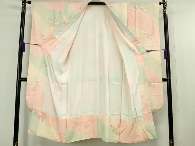 平和屋本店●極上　振袖・長襦袢(袷)セット　絞り　舞蝶松文　暈し染め　金彩　逸品　DZAB9756kh6