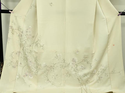 平和屋本店●極上　山口美術織物　皇室　伊勢神宮御用　錦繍　訪問着　総刺繍　枝花文　蒸栗色地　ロング丈　逸品　未使用　DZAB9761kh6
