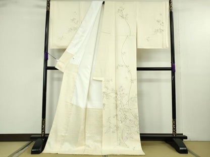 平和屋本店●極上　山口美術織物　皇室　伊勢神宮御用　錦繍　訪問着　総刺繍　枝花文　蒸栗色地　ロング丈　逸品　未使用　DZAB9761kh6
