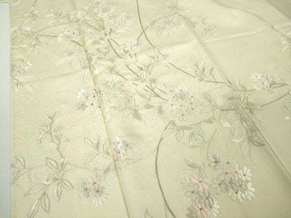 平和屋本店●極上　山口美術織物　皇室　伊勢神宮御用　錦繍　訪問着　総刺繍　枝花文　蒸栗色地　ロング丈　逸品　未使用　DZAB9761kh6