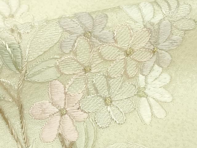 平和屋本店●極上　山口美術織物　皇室　伊勢神宮御用　錦繍　訪問着　総刺繍　枝花文　蒸栗色地　ロング丈　逸品　未使用　DZAB9761kh6