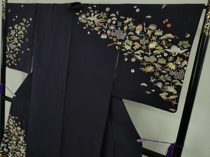 平和屋本店●極上　訪問着　駒刺繍　総刺繍　作家物　宝尽くし　飛鶴鳳凰文　金糸　逸品　DZAB9765kh6