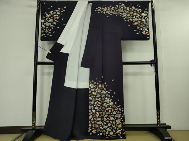 平和屋本店●極上　訪問着　駒刺繍　総刺繍　作家物　宝尽くし　飛鶴鳳凰文　金糸　逸品　DZAB9765kh6