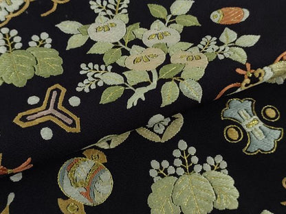 平和屋本店●極上　訪問着　駒刺繍　総刺繍　作家物　宝尽くし　飛鶴鳳凰文　金糸　逸品　DZAB9765kh6