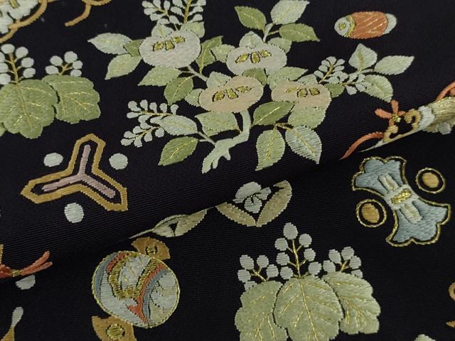 平和屋本店●極上　訪問着　駒刺繍　総刺繍　作家物　宝尽くし　飛鶴鳳凰文　金糸　逸品　DZAB9765kh6