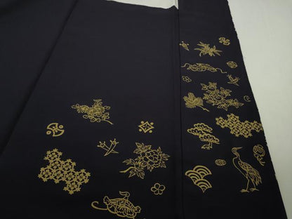 平和屋本店●極上　訪問着　駒刺繍　総刺繍　作家物　宝尽くし　飛鶴鳳凰文　金糸　逸品　DZAB9765kh6