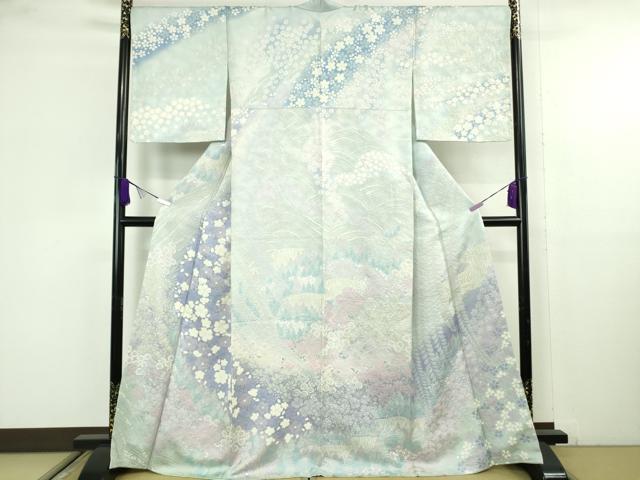 平和屋本店●極上　訪問着　舞花文　暈し染め　銀彩　逸品　未使用　DZAB9766kh6