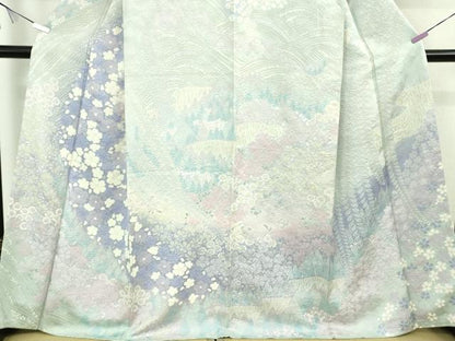 平和屋本店●極上　訪問着　舞花文　暈し染め　銀彩　逸品　未使用　DZAB9766kh6