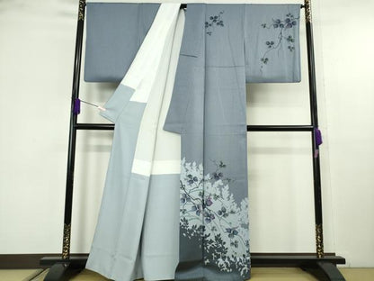 平和屋着物●極上　京友禅の巨匠・頼田勉 臈纈染手描友禅　訪問着　手描き　南天枝葉文　逸品　DZAB9767kh6