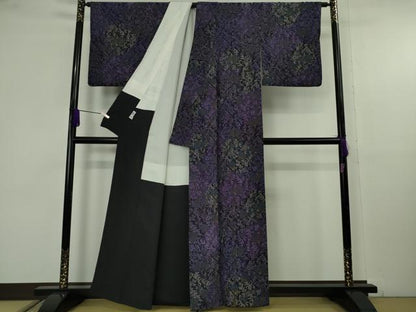 平和屋本店●極上　前田仁仙　仁仙更紗　小紋　仁仙花布　鬼しぼ縮緬　反端付き　逸品　DZAB9768kh6
