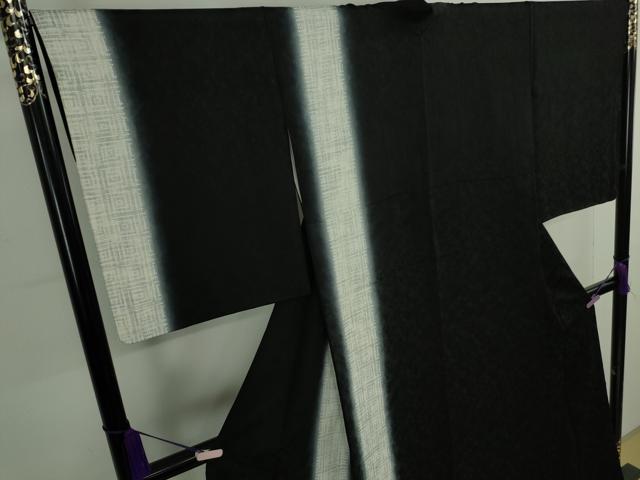 平和屋着物●極上　訪問着　刺繍　間道　黒地　暈し染め　逸品　DZAB9769kh6