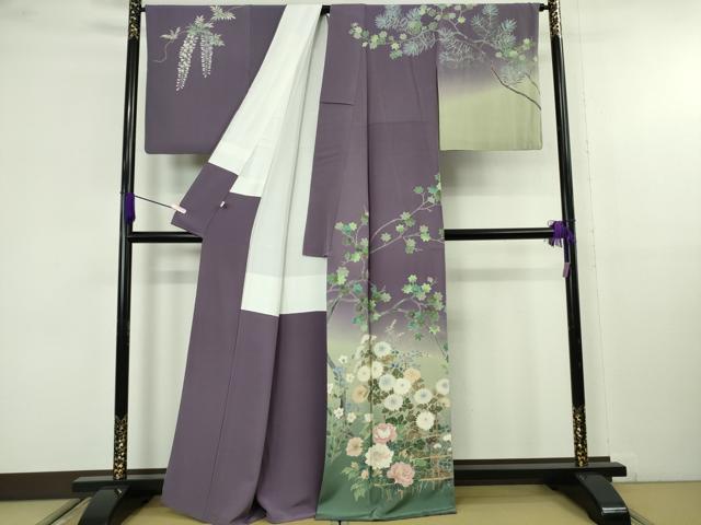 平和屋本店●極上　十日町　加賀草木友禅の第一人者　田村哲彦　訪問着　四季花文　暈し染め　逸品　DZAB9775kh6