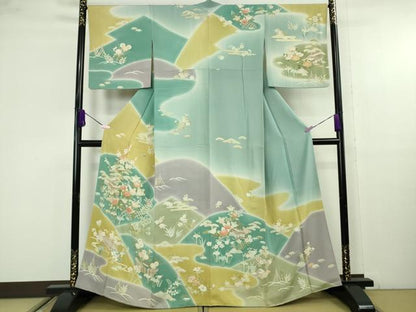 平和屋本店●極上　訪問着　駒刺繍　吉祥花風景　暈し染め　金彩　逸品　DZAB9777kh6