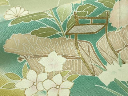 平和屋本店●極上　訪問着　駒刺繍　吉祥花風景　暈し染め　金彩　逸品　DZAB9777kh6